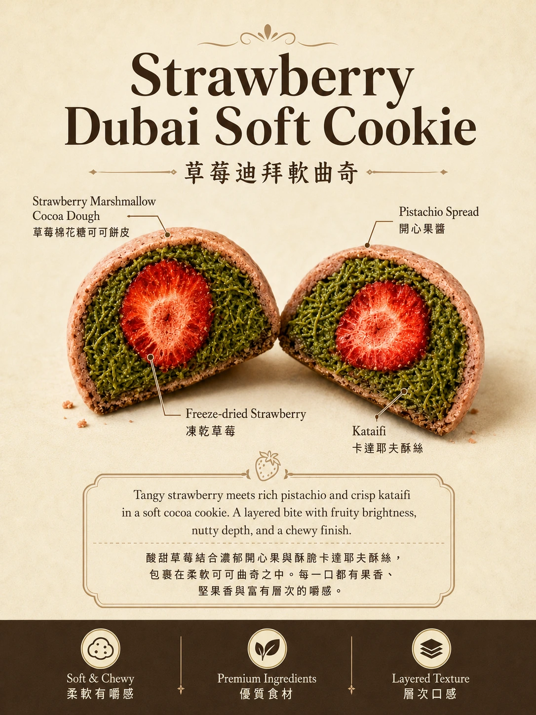 Strawberry Dubai Soft Cookie - 1 Piece